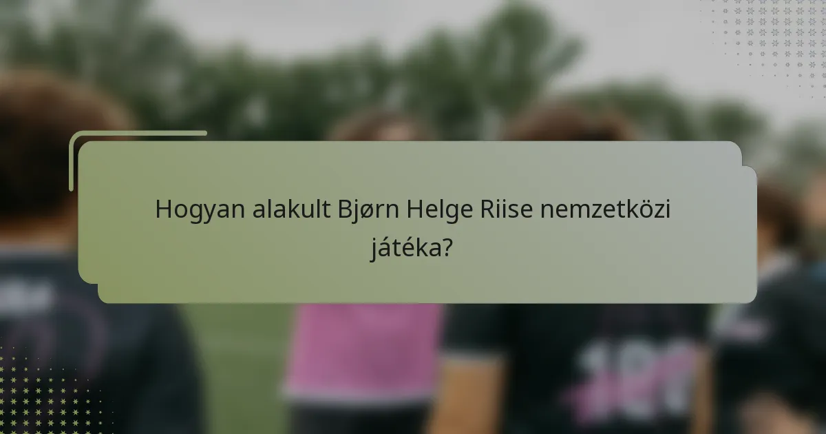 Hogyan alakult Bjørn Helge Riise nemzetközi játéka?