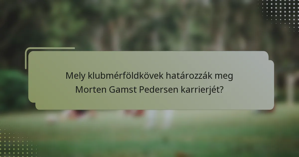 Mely klubmérföldkövek határozzák meg Morten Gamst Pedersen karrierjét?